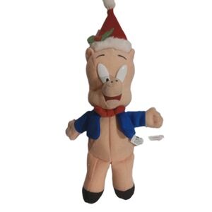 Looney Tunes Porky Pig Santa Holiday Plush Bean Bag Vintage 1998 Warner Brothers